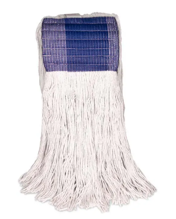 BVS-CIBL16 MOPPE À CIRER 16OZ BLANCHE BRINS COUPÉS AVEC BANDE LARGE