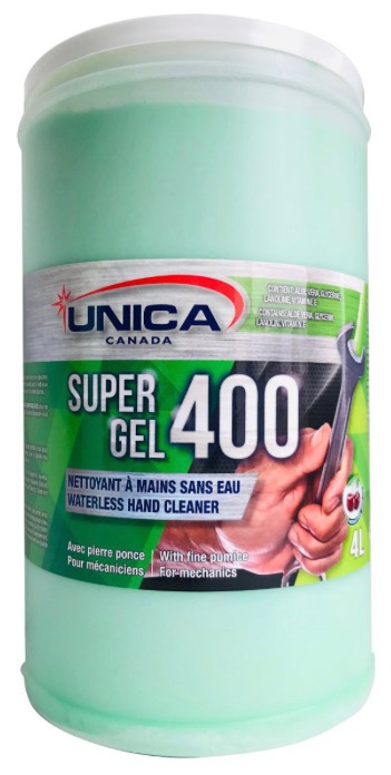 UNICA-S401 ''SUPER GEL 400'' NETTOYANT À MAIN EN PÂTE AVEC PIERRE PONCE VERT 500ML 