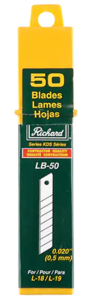 LB-50 LAMES DE RECHANGE POUR COUTEAU RICHARD L19 ET L18 50/PAQUET