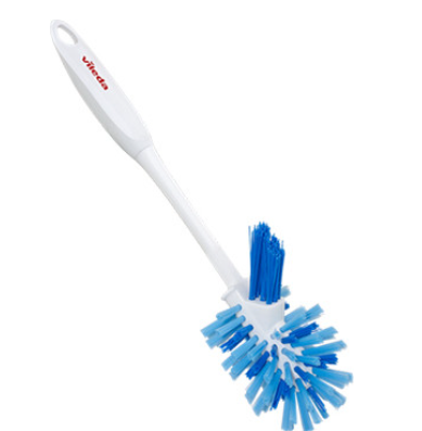 VILEDA-148223 BROSSE À TOILETTE AVEC PETITE BROSSE POUR REBORD SANS CÔNE