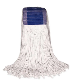 [63416W] BVS-BLS16 MOPPE BLANCHE 16OZ BRINS COUPÉS AVEC BANDE LARGE