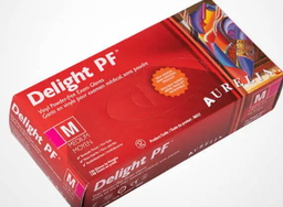 [61GV12-A] ''DELIGHT PF'' GANTS VINYLE MÉDIUM BLEU 4MIL 100/BOITE