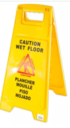 [056097] AG-J129 PANCARTE ''AVERTISSEMENT PLANCHER MOUILLÉ'' TRILINGUE: ANGLAIS/ESPAGNOL/FRANÇAIS